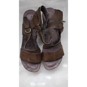 Pierre Dumas Sandals Womens Size 9 Brown Wedge Platform Zip Buckle Ankle Comfort